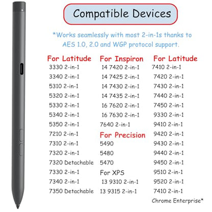 Premier Rechargeable Active Pen for Dell Active Pen PN7522W Stylus Pen Compatible with Dell 2 in 1 Laptop for Latitude 3340 5310 7210 Pen,for Inspiron 14/16 2in1 Laptop