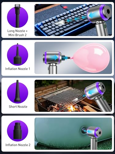 Vacuum/Air Duster 80,000RPM Super Power Mini Car Vacuum Cleaner | 4-in-1 air Blower Gun Air Duster & Air Blower & Pump Hand Electric air Duster Handheld dust Blower Blower Cordless