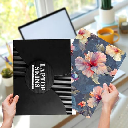 Laptop Skin Sticker for 12.1”-15.6“ Laptops (Fits 13”, 13.3”, 14”, 15”, 15.4”) | Protective Universal Reusable Vinyl Art Decal Cover | Waterproof & Scratch-Resistant-Flower Butterflies - color: Flower Butterflies