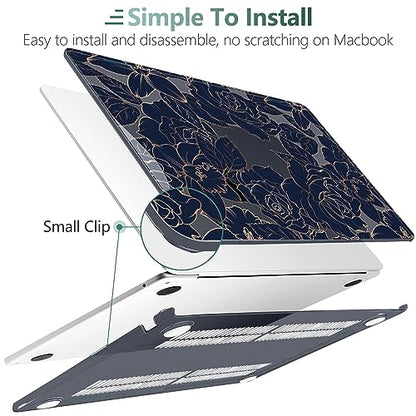TWOLSKOO for MacBook Air 13 inch Case M5 2026 M4 2025 M3 M2 2024-2022 A3449 A3240 A3113 A2681, Plastic Hard Shell & Keyboard Cover & Screen Film for MacBook Air 13.6 inch Case, Elegant Roses - color: Elegant Roses X822