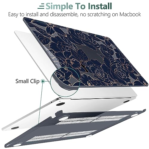 TWOLSKOO for MacBook Air 13 inch Case M5 2026 M4 2025 M3 M2 2024-2022 A3449 A3240 A3113 A2681, Plastic Hard Shell & Keyboard Cover & Screen Film for MacBook Air 13.6 inch Case, Elegant Roses - color: Elegant Roses X822