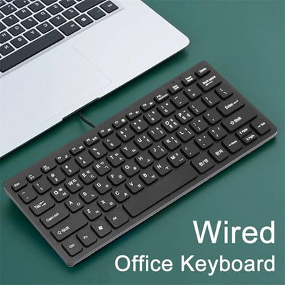 Wired Korean Keyboard 78 Keys | Ultra Thin USB Plug and Play Design, Spill Resistants & Ergonomic for PC Laptop, Portable Compact Layout for Home and Office