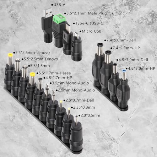 42Pcs Universal Laptop AC DC Power Adapter Kits 5.5 x 2.1mm | Power Supply Plug Jack Tips Connectors, Compatible with Lenovo Thinkpad Toshiba Dell, Most Notebooks