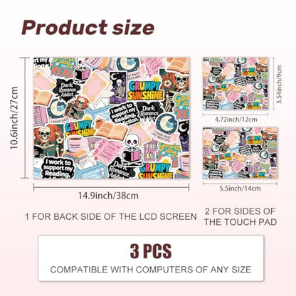 Laptop Skin Sticker Decal PVC Vinyl Sticker Notebook PC Protector Waterproof Scratch Resistant Laptop Skin for 12.1 13 13.3 13.6 14 15 15.3 16 Inch Reading Skull Theme with Quote - color: Reading Skull