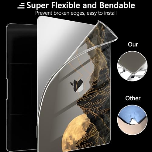 MEEgoodo for M2 MacBook Pro 13 inch Case 2022 2021 2020,Crystal Cover Fit Model A2338 M2/M1 A2251 A2289,Flexible Plastic Case for 13.3-inch Laptop,Hard Shell for MacBook Pro M2,Glowing Lines Full Moon - color: Glowing Lines Full Moon