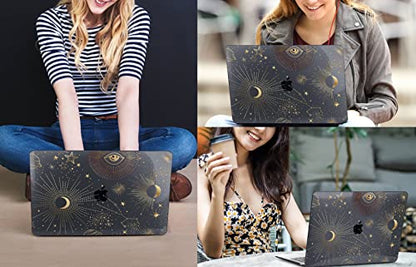 CISSOOK Case for MacBook Pro 13 Inch 2025-2020 Release Model M2 Chip A2338 M1 A2251 A2289, Black Style Hard Cover with Keyboard Cover for M2 MacBook Pro 13 with Touch Bar，Moon Star - color: Pro13inch-Moon Star