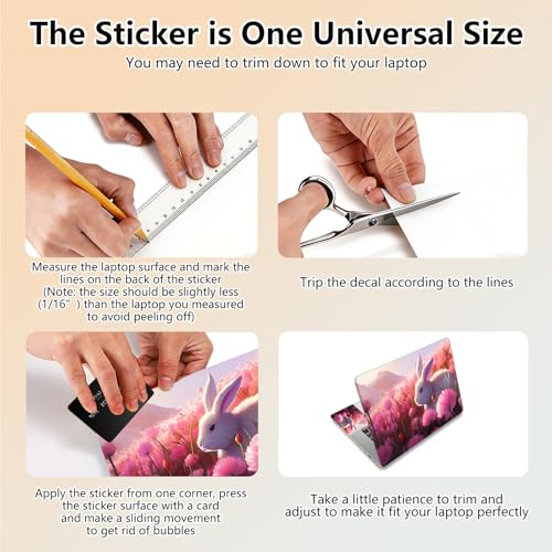 Laptop Skin Sticker Decal 15.6 Inch,12 13 13.3 14 15 15.6 in Laptop Netbook Skins for Notebook,Art Decal Removable Waterproof Scratch Resistant,Universal Vinyl Cover,Bunny Pink Flower - color: Bunny Pink Flower
