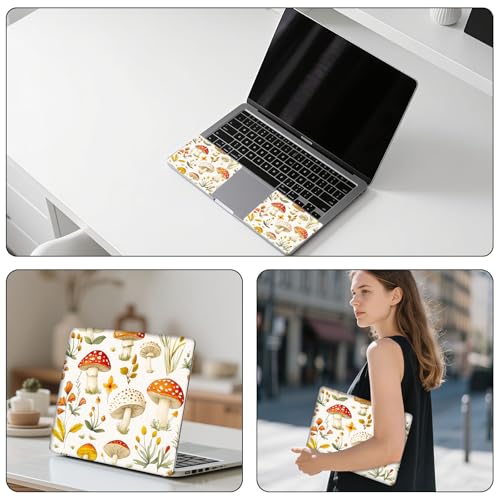 Aesthetic Laptop Skin Sticker, Mushrooms and Wildflowers Waterproof Vinyl Laptop Decal, Removable Bubble Free, Reusable Protective Cover for 13 14 15 15.6 Inch - color: Mushrooms and Wildflowers