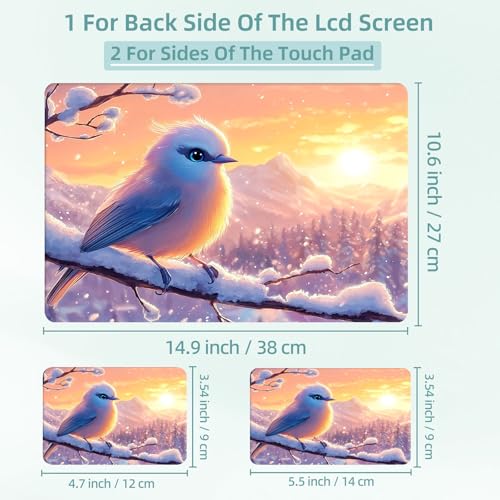 Universal Laptop Skin Decal, 3-Piece Vinyl Protector for 12 13 14 15.6" Notebook, Waterproof Anti-Scratch, Easy Trim & Bubble-Free Finish, Bird with Blue Eyes - color: Bird with Blue Eyes