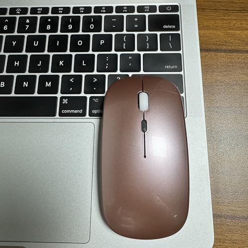 PEIBO Wireless Bluetooth Mouse, 7-Color LED, Built-in Battery, Ergonomic Design, Compatible with iPad, MacBook, Windows Laptops - Rose Gold - color: Rose gold white