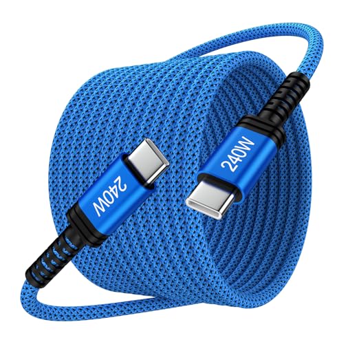240W USB C Cable 6FT USBC to Type C Charger Fast Charging for Samsung Galaxy S26 Ultra A17 Z Fold 7 S25 FE A16,Pixel 10,MacBook, Long Fast Charger Cord Type C Car Wire for iPhone 17 Pro Max Air 16Plus - color: Blue