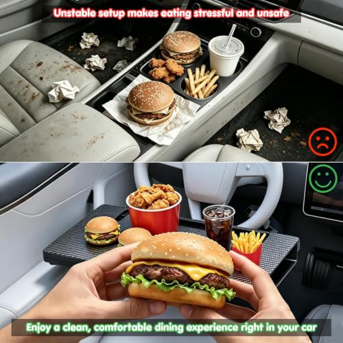 Car Tray for 2023 2024 2025 Honda Pilot | ABS Material Multi Functional Steering Wheel Desk Folds Into Storage Box For Working Dining