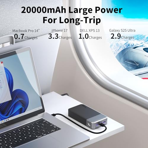 NOBIS Power Bank 90W 20,000mAh Laptop Portable Charger | PD Fast Charging Battery Pack, 4-Port, Digital Display, Compatible Laptop, Tablet, Phone and More - color: Black