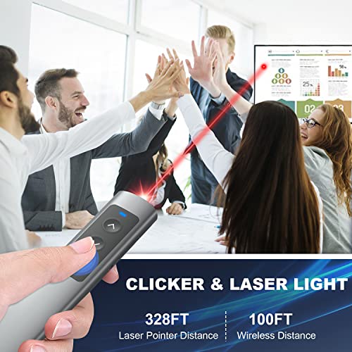 Rechargeable Presentation Clicker for Laptop PowerPoint, USB-A USB-C Presentation Pointer, Wireless Presenter Remote Power Point Clicker for Computer/Mac/PPT/Google Slide Advancer - style: Metal Rechargeable 01 Red Light