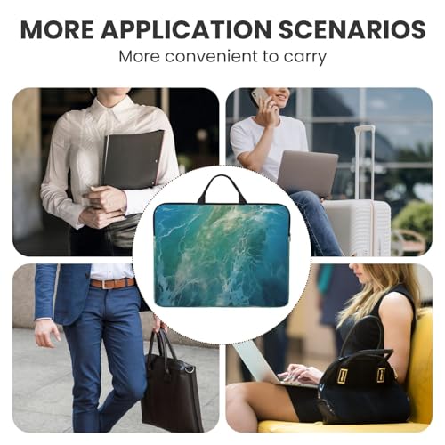 14 inch Laptop Sleeve with Handle Shockproof Laptop Bag Waterproof Computer Cover Bag Ocean Background Briefcase