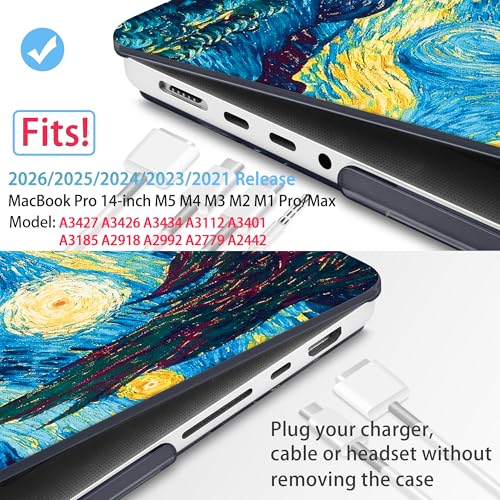 Mektron Case for M5 MacBook Pro 14 inch 2026 Model A3427 A3426 Fit 2025-2021 Model A3434 A3112 M4 A3112 A3401 A3185 M3 A2918 A2992 M2 A2779 M1 A2442 Pro/Max Cover, Abstract Starry Sky - color: Abstract Starry Sky