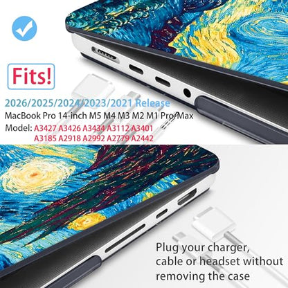 Mektron Case for M5 MacBook Pro 14 inch 2026 Model A3427 A3426 Fit 2025-2021 Model A3434 A3112 M4 A3112 A3401 A3185 M3 A2918 A2992 M2 A2779 M1 A2442 Pro/Max Cover, Abstract Starry Sky - color: Abstract Starry Sky