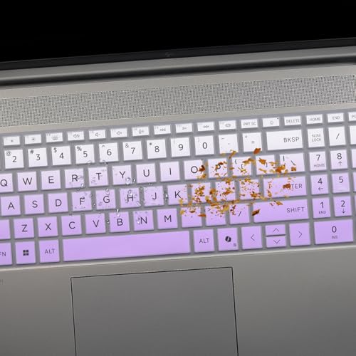 2 PCS Keyboard Cover for HP 15.6" 15-fc 15-fd 15z-fc000 15-fd0083wm 15t-fd000,HP OmniBook 5 AI 16" 16-ag 16-af 16-ba 16-bc 16z-ag100 16z-bc100 Series Laptop 16-af1037nr 16-bc1047nr-OPurlple+Clear - color: OPurlple+Clear
