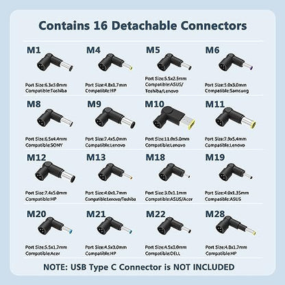 90W Universal AC Adapter Laptop Charger Compatible with HP Dell Acer Asus Toshiba IBM Sony Fujitsu Gateway Notebook Ultrabook Chromebook Power Supply Cord with 16 Connectors