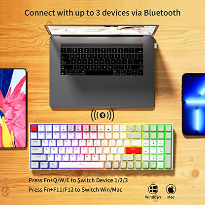Newmen GM1000 Wireless Mechanical Gaming Keyboard,Bluetooth/2.4GHz/Wired | Hot Swappable, Custom,RGB Backlit,Anti-Ghosting,Wirless Mechanical Keyboards,Number Pad for Mac/Win,drive,G-Red Switch - color: G-Red Switch