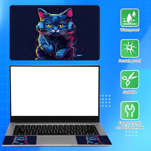 Universal Laptop Skin Sticker Decal for 11.6”12" 13" 13.3" 14" 15" 15.4" 15.6" Reusable Waterproof Scratch-Scratch Resistant Protective Vinyl Laptop Notebook Skin Stickers - Music Cute Cat - color: Music Cute Cat