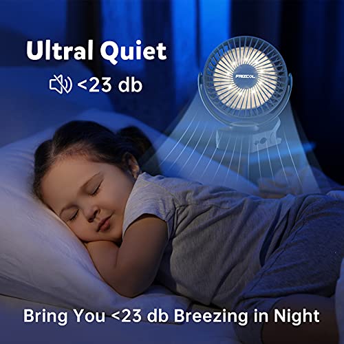 Clip on Fan, 65H Working Time Rechargeable Fan with LED Lights/Remote/Hooks | 12000mAh Battery Powered Fan with Strong Clamp, Small Desk Fan Mini Fans for Tents Travel Outdoor Camping Golf Cart Stroller - color: Dark Blue