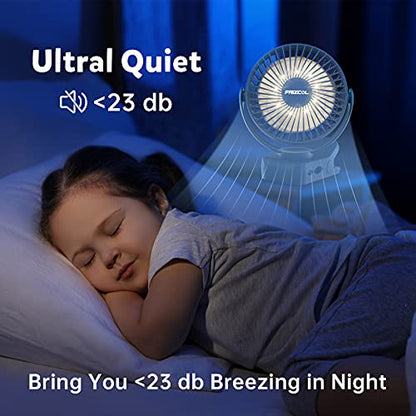 Clip on Fan, 65H Working Time Rechargeable Fan with LED Lights/Remote/Hooks | 12000mAh Battery Powered Fan with Strong Clamp, Small Desk Fan Mini Fans for Tents Travel Outdoor Camping Golf Cart Stroller - color: Dark Blue
