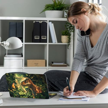 Laptop Skin Sticker Decal 12" 13" 13.3" 14" 15" 15.6",Waterproof Scratch Resistant Vinyl,Reusable Easy to Apply,for MacBook HP Dell Notebooks Netbooks Laptop,2 Wrist Pads,Cute Dinosaur Forest - color: Cute Dinosaur Forest