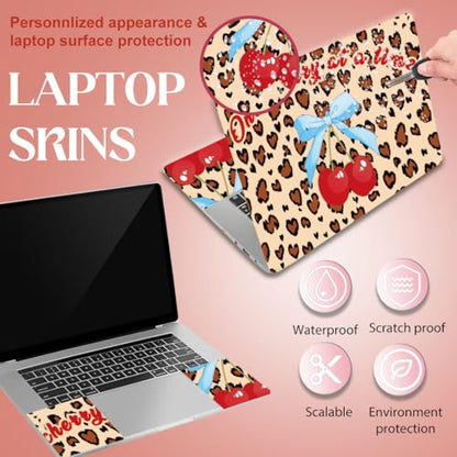 SUPERDANT Cherry Laptop Skin Sticker Decal Leopard Heart Shape Universal Laptops Notebook Skin Sticker for 12 13 13.3 14 15 15.4 15.6 Inches Vinyl Laptop Cover Stickers Notebook Protector