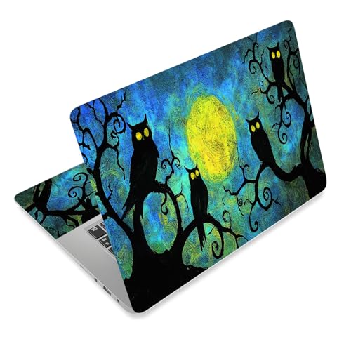 Laptop Skin Sticker Decal for 12 13 13.3 14 15 15.6 in, Universal Vinyl Waterresistant Protector Cover for Notebook PC Netbook, Computer Decor for Women Girls Moonlit Owls Art - color: Moonlit Owls Art