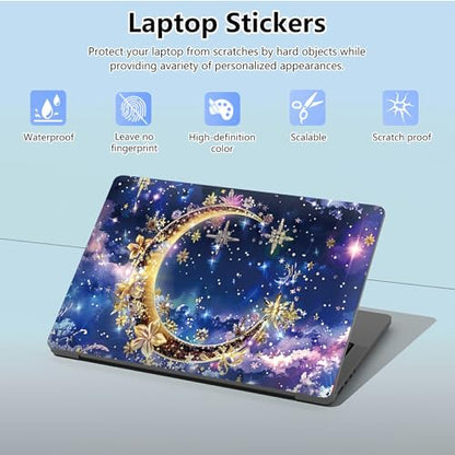 Universal Laptop Skin Sticker with 2 Wrist Pad Skins, Waterproof Scratch Resistant Vinyl Laptop Cover Decal, Cut to Fit for 11–15.6 Inch MacBook HP Dell Lenovo, Art Moon - color: Art Moon