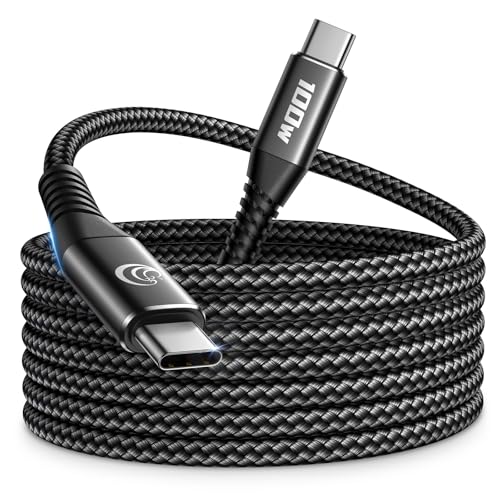 10FT USBC to USBC Cable 100W Fast Charging, Nylon Braided USB C to USB C Charger Cord Compatible with iPhone 17 Pro Max 16 15, MacBook Pro/Air, iPad, Samsung Galaxy S26 Ultra S25 S24, PS5, Switch - color: Black