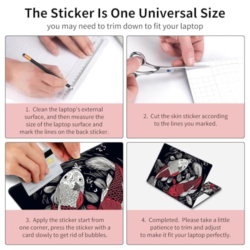 15.6 Inch Laptop Skin Sticker, Reusable Vinyl Cover Protector with 2 Wrist Pad Skins, Removable Waterproof Scratch-Resistant for 12-15.6 Inch Laptop Notebook,Two Koi Fish - color: Two Koi Fish