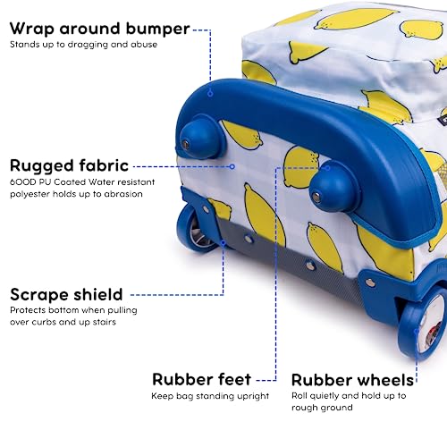 J World Sunrise Kids Rolling Backpack with Wheels for Girls Boys, Roller Bookbag for School, 18 x 13 x 9 Inches, Lemona - color: Lemona