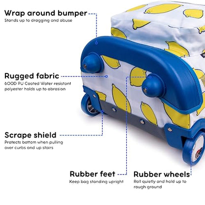 J World Sunrise Kids Rolling Backpack with Wheels for Girls Boys, Roller Bookbag for School, 18 x 13 x 9 Inches, Lemona - color: Lemona