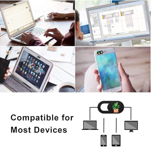 Privacy Lens Cover Set for Laptops Tablets Smartphones Sliding Screen Privacy Protector Pack for Office Home Use (Black 6 Pack) - color: Black-6 PCS