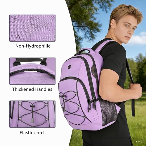 Goloni Travel Backpack, 17 Inch Laptop Backpack for Men Women, Business Backpack with Luggage Strap,Purple - color: Purple