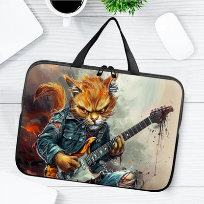 14" 15" Laptop Handle Bag Computer Bag,14.2" 15.4 inch Pouch Holder Notebook Sleeve Cover Compatible for Dell,Lenovo,Toshiba HP, Asus Notebook Messenger Briefcase-Cat Playing Guitar - color: Cat Playing Guitar