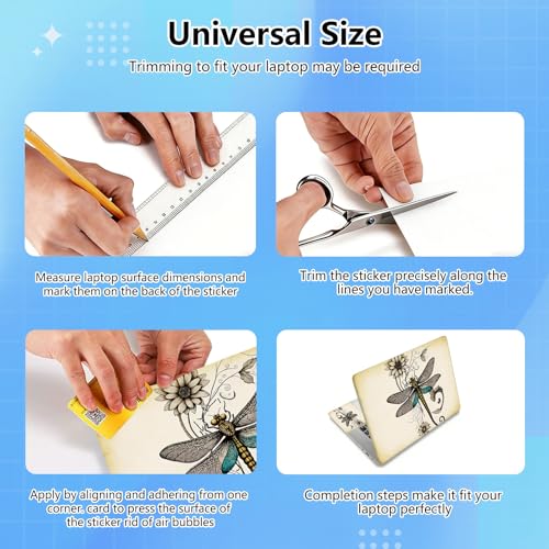 Universal Laptop Skin Sticker Decal for 11.6”12" 13" 13.3" 14" 15" 15.4" 15.6" Reusable Waterproof Scratch-Scratch Resistant Protective Vinyl Laptop Notebook Skin Stickers - Dragonfly Sunflower - color: Dragonfly Sunflower
