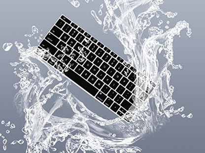 HRH Silicone Keyboard Cover Skin for MacBook Pro 13" A1708 A1988 No Touch Bar 2018 2017 2016 Release and for MacBook 12" A1534 with Retina Display (2015)&A1931(2018) USA Layout Protective Skin,Black - color: Z1-Black