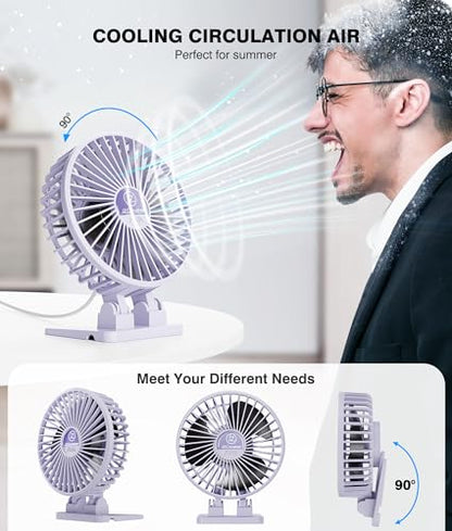 JZCreater USB Desk Fan, Mini Fan Portable, 3 Speeds Desktop Table Cooling Fan, Plug in Power Fan, Rotation Strong Wind, Quiet Personal Small Fan for Home Desktop Office Travel Bedroom, Purple - color: Purple