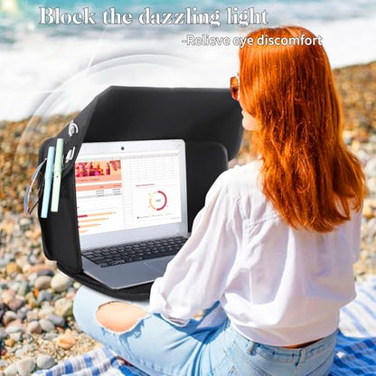 Foldable Laptop Sun Shade Lightweight Laptop Privacy Shield for 12-14 inch MacBook/Dell/Asus PC, Screen Hood Blocks Sunlight for Working Outside 12-14'' (Patent Pending) - size: 12-14in