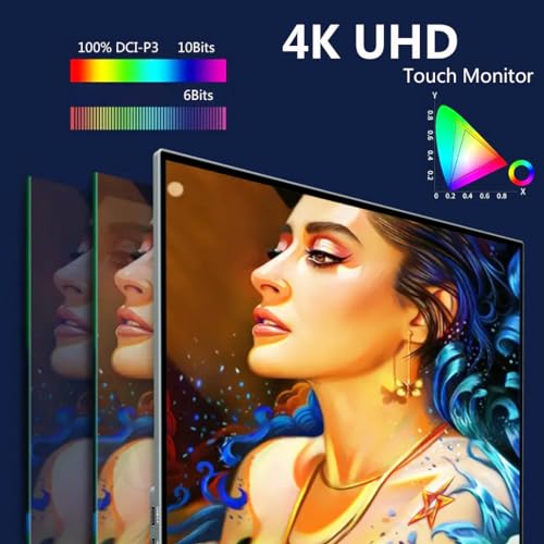 17.3 Inch 4K Touchscreen Portable Monitor, UHD 100% P3 Mobile Monitor Support MPP Stylus HDR IPS Eye Care Game Display USB C Mini HDMI for Xbox,PS4/5,Switch,Laptop,Mac - size: 17.3 Inch