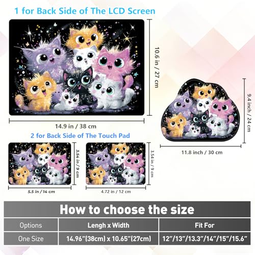 Laptop Skin Sticker Decal 15-15.6 Inch with Cute Mouse Pad, Universal Reusable Vinyl Sticker for 12.1 13 13.3 14 15.4 Inch Netbook and Notebook PC, Cute Cats - color: Cute Cats
