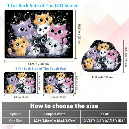 Laptop Skin Sticker Decal 15-15.6 Inch with Cute Mouse Pad, Universal Reusable Vinyl Sticker for 12.1 13 13.3 14 15.4 Inch Netbook and Notebook PC, Cute Cats - color: Cute Cats