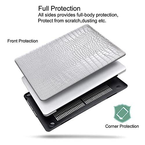 DTangLsm for Crocodile MacBook Air 15 inch Case 2026 2025-2023 M5 M4 M3 M2 | Model A3448 A3241 A3114 A2941, Crocodile Skin Alligator PU Leather Hard Shell Mac Air 15 Case & Keyboard Cover, Shiny Silver - color: Crocodile Shining Silver