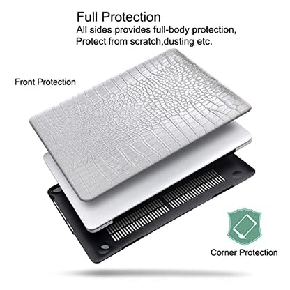 DTangLsm for Crocodile MacBook Air 15 inch Case 2026 2025-2023 M5 M4 M3 M2 | Model A3448 A3241 A3114 A2941, Crocodile Skin Alligator PU Leather Hard Shell Mac Air 15 Case & Keyboard Cover, Shiny Silver - color: Crocodile Shining Silver