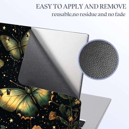 Universal Laptop Skin Sticker Decal,15.6 Inch Laptop Vinyl Cover for 13" 14" 15.6" Laptop,Scratch-Resistant Waterproof Protector Wrap,Reusable with Wrist Pads,Golden Butterflies on Starry - color: Golden Butterflies on Starry