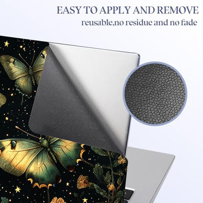 Universal Laptop Skin Sticker Decal,15.6 Inch Laptop Vinyl Cover for 13" 14" 15.6" Laptop,Scratch-Resistant Waterproof Protector Wrap,Reusable with Wrist Pads,Golden Butterflies on Starry - color: Golden Butterflies on Starry