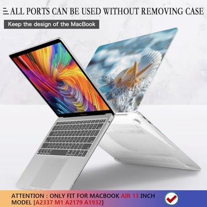 CISSOOK Compatible with MacBook Air 13 inch Case 2021 2020-2018 Release | A2337 A2179 A1932, Plastic Hard Shell Protective Case with Keyboard Cover Screen Protector for MacBook air 13 M1, Beach&Shell - color: Beach&Shell